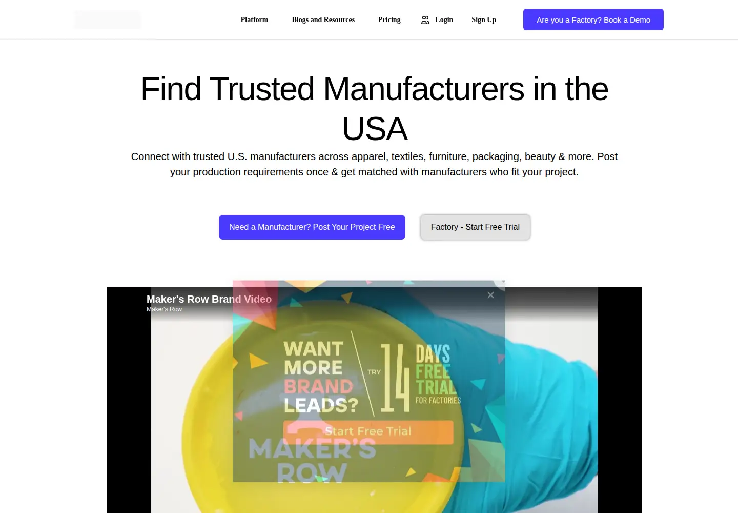 Screenshot of makersrow.com