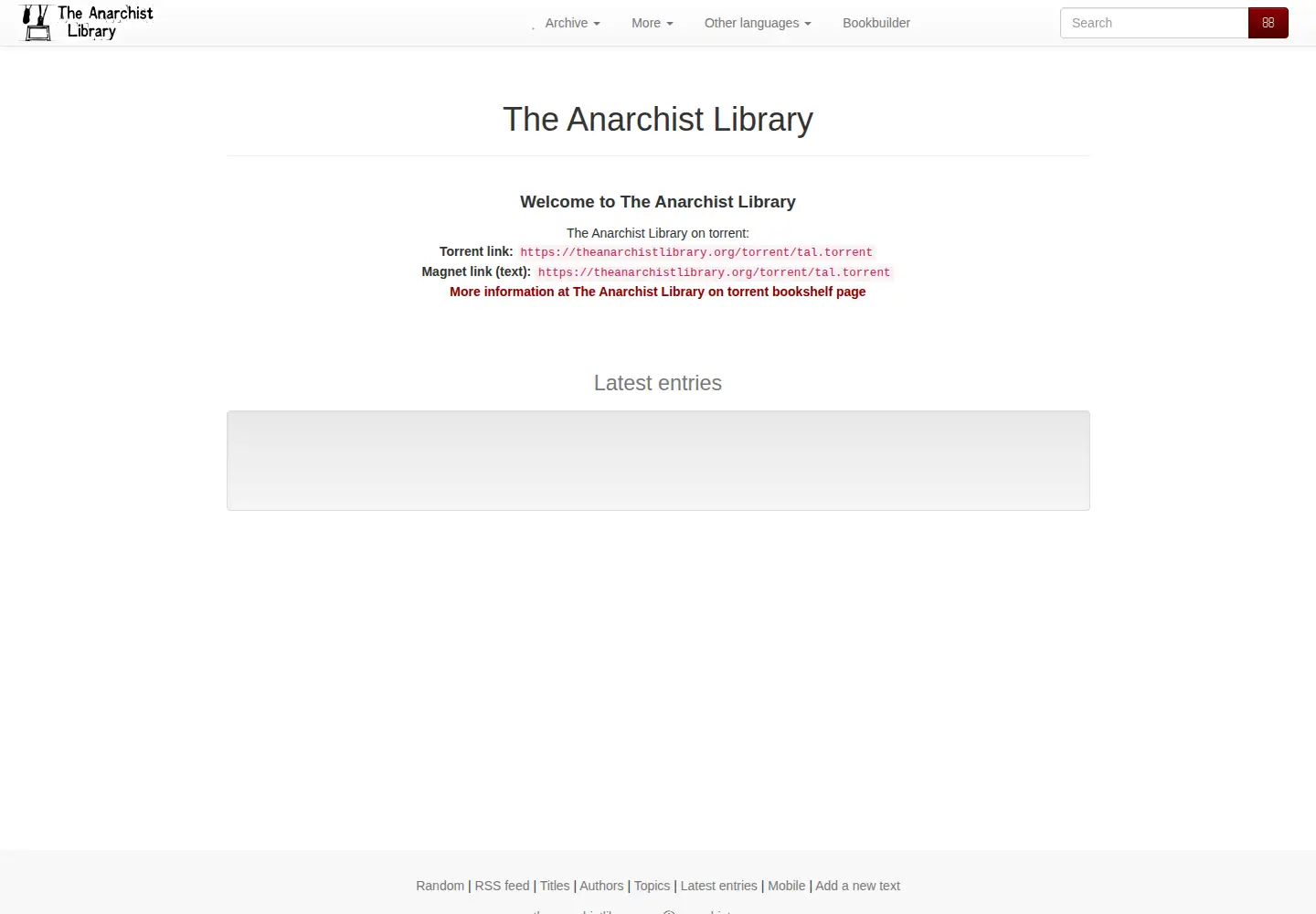 Screenshot of theanarchistlibrary.org
