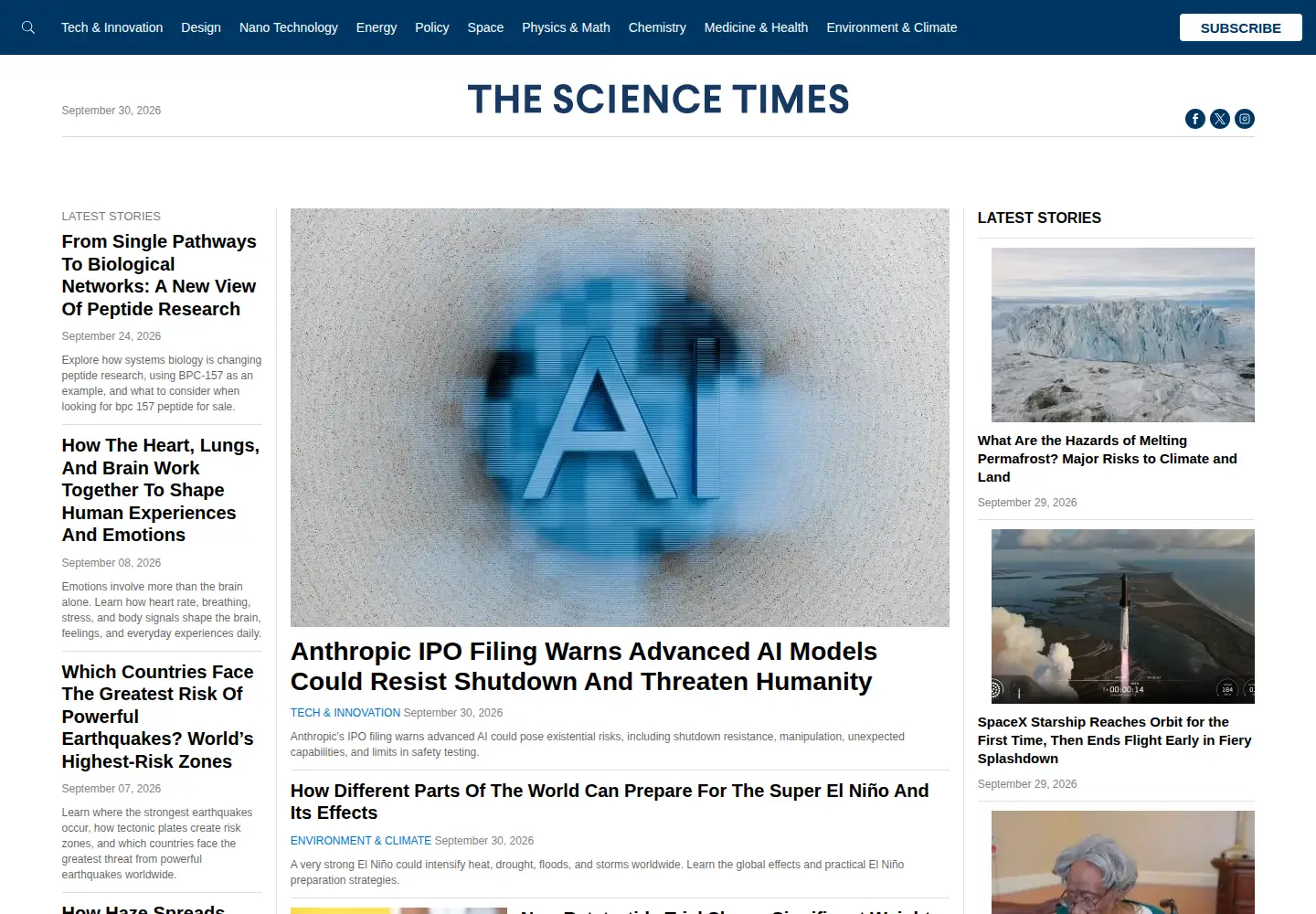 Screenshot of sciencetimes.com
