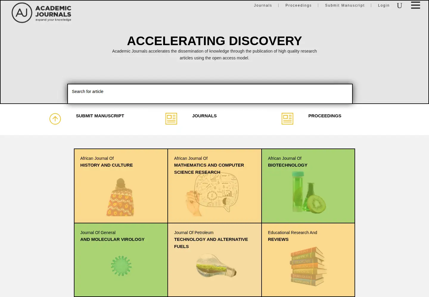 Screenshot of academicjournals.org