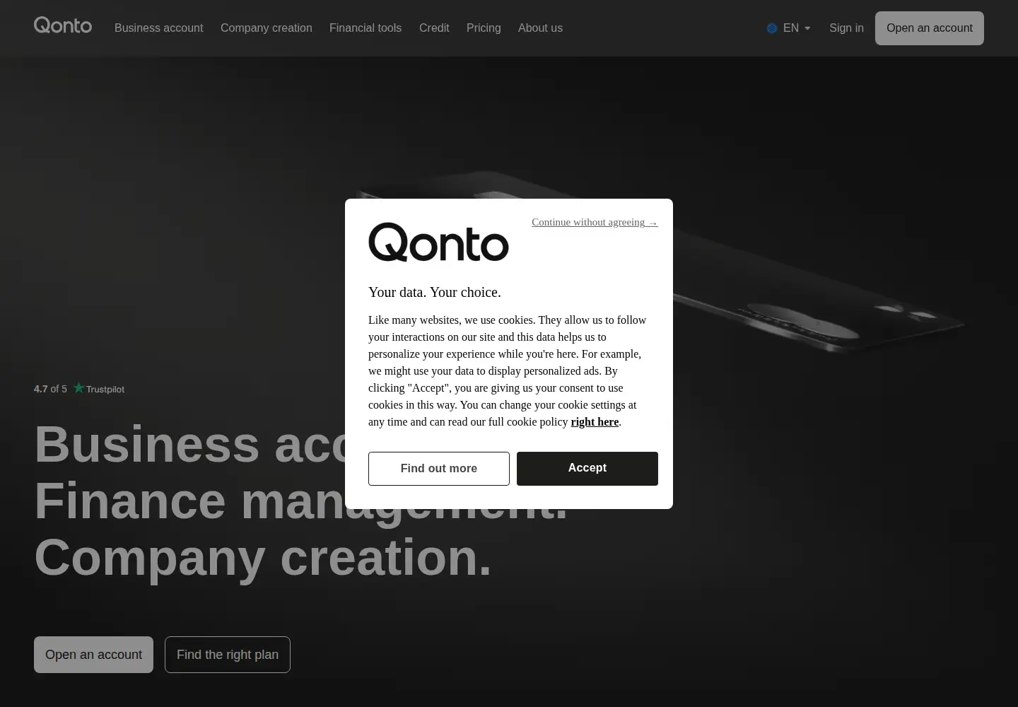 Screenshot of qonto.com
