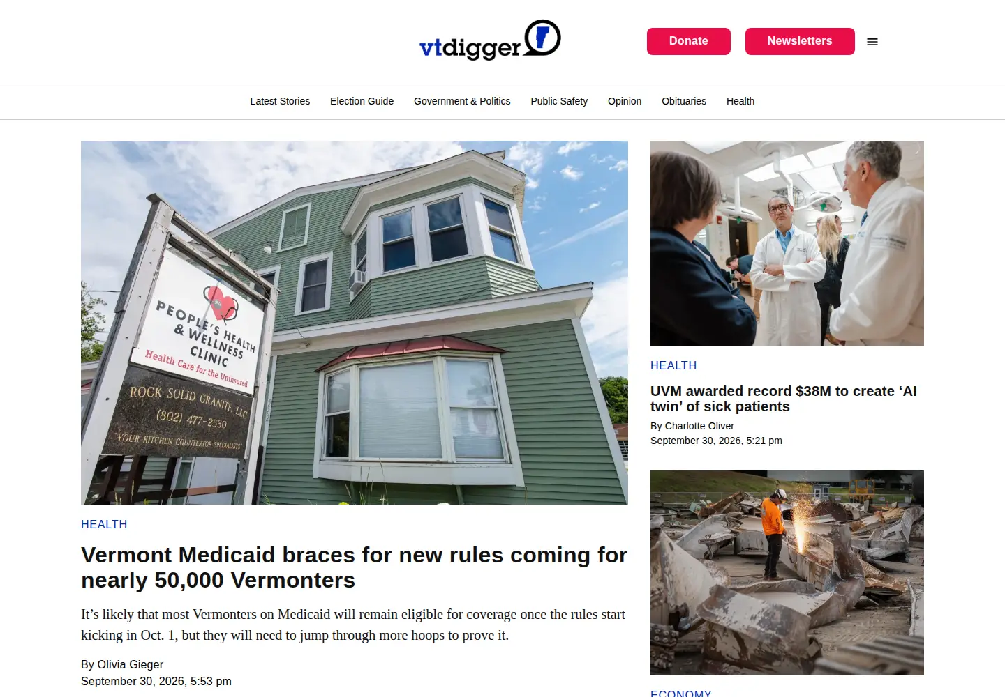 Screenshot of vtdigger.org