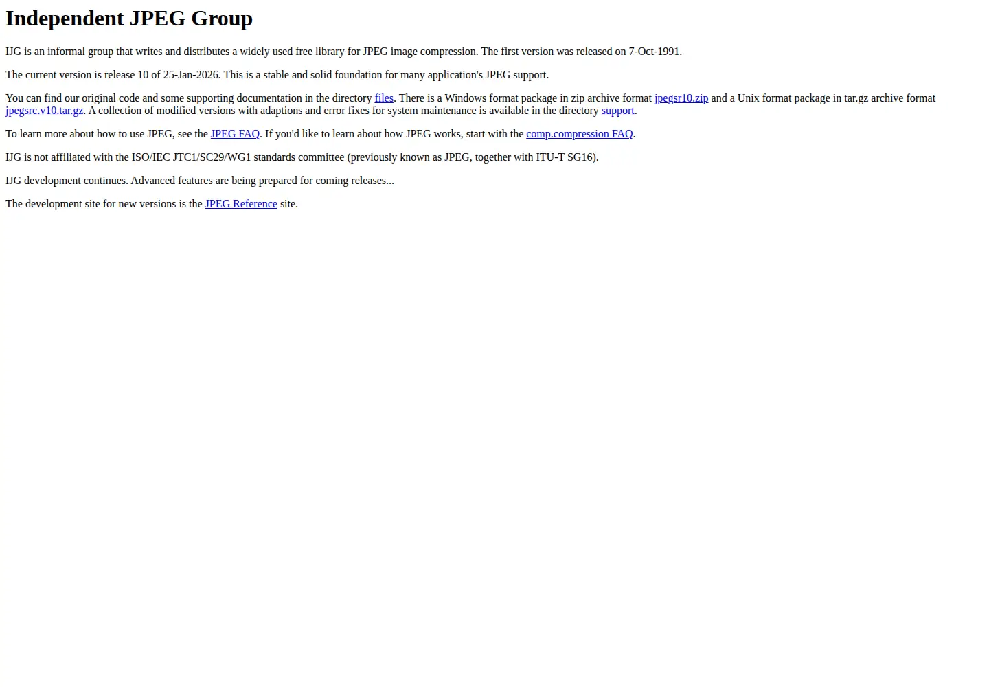 Screenshot of ijg.org