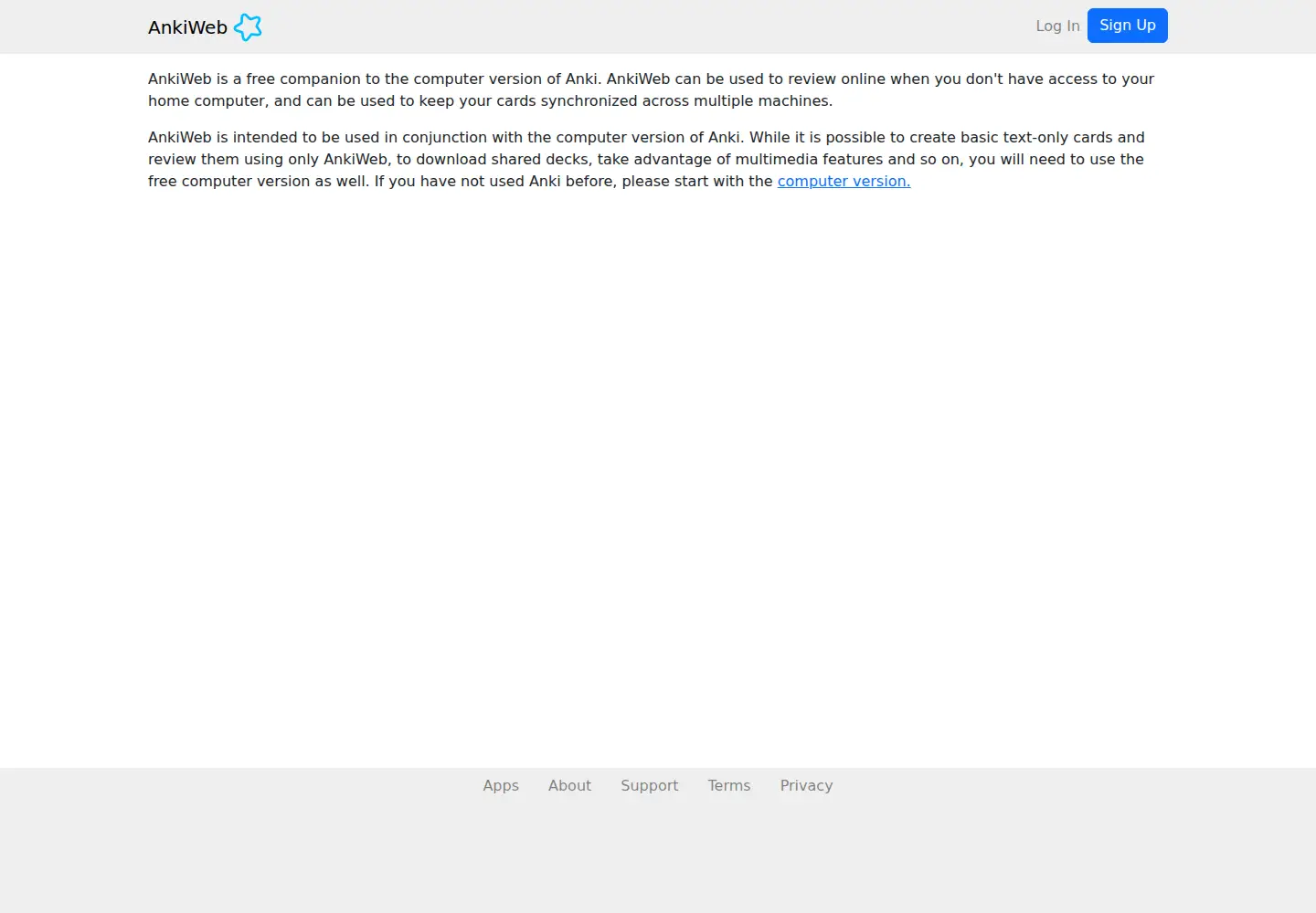 Screenshot of ankiweb.net