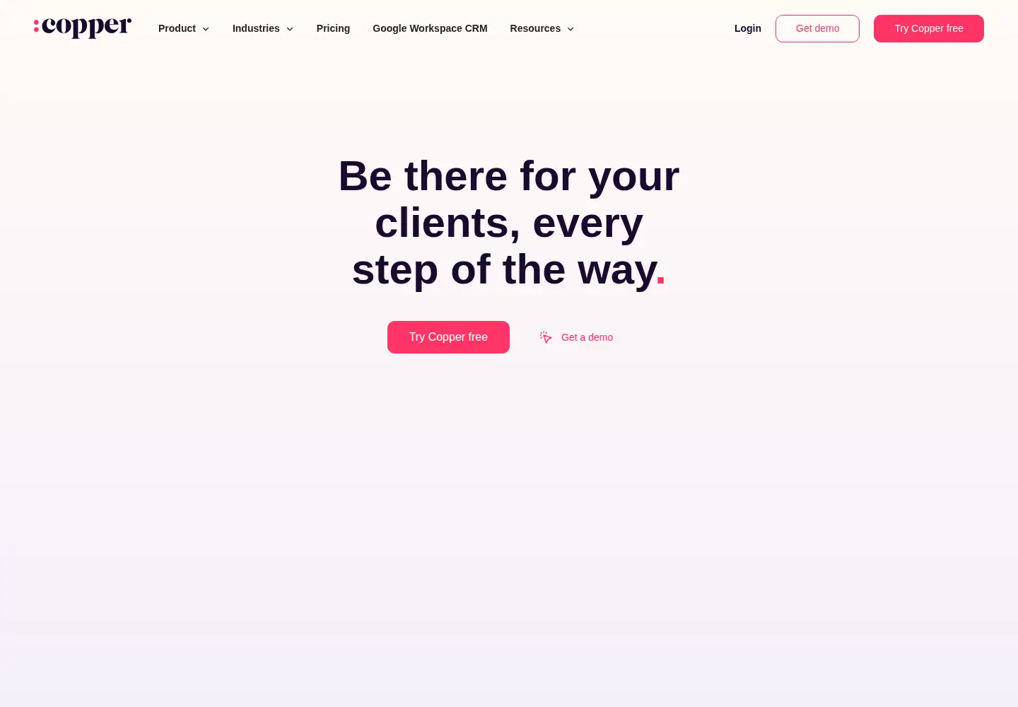 Screenshot of copper.com