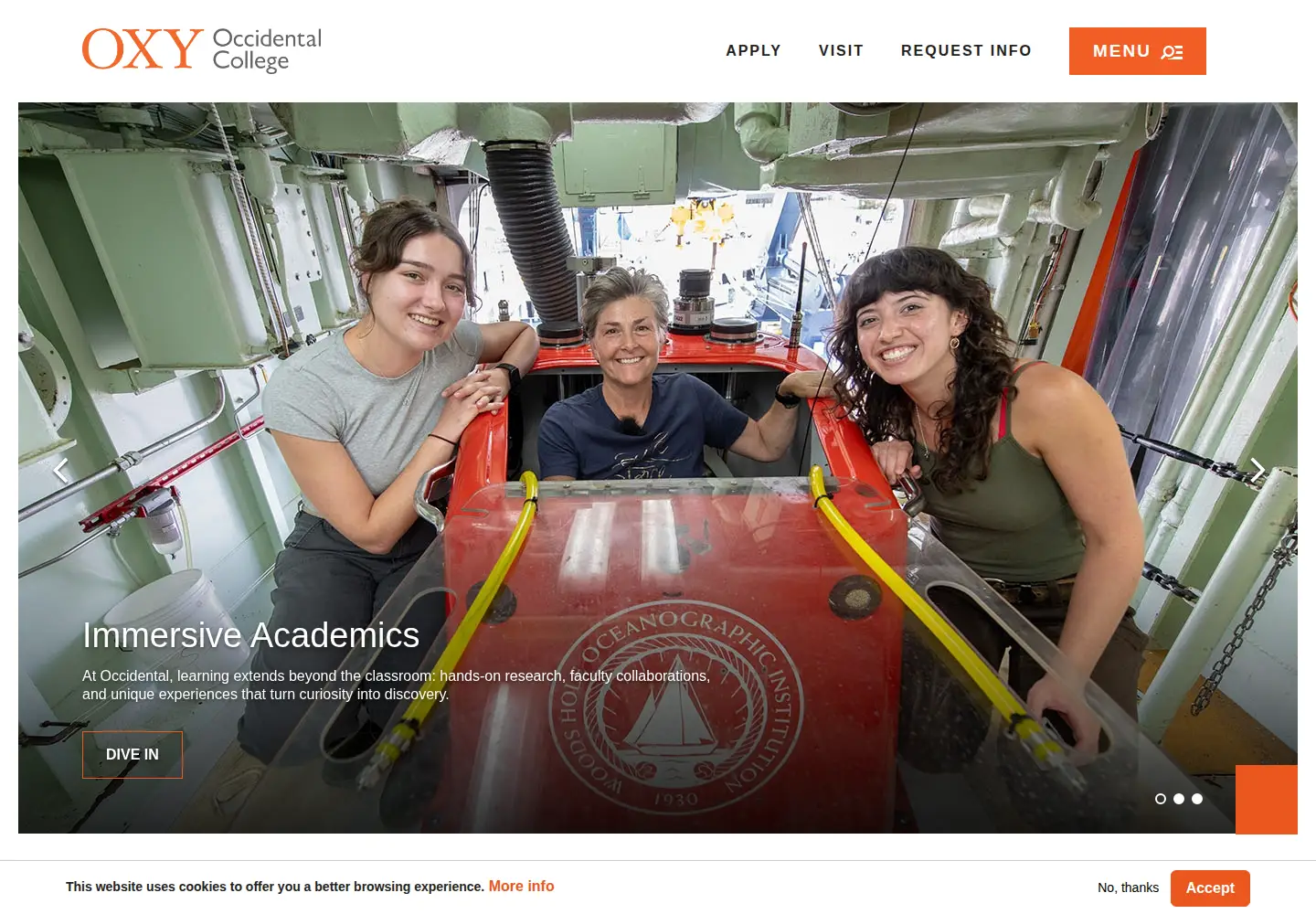 Screenshot of oxy.edu
