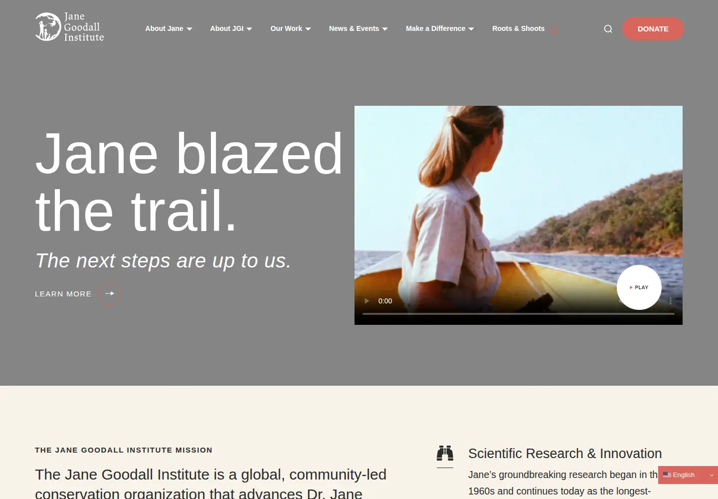 Screenshot of janegoodall.org