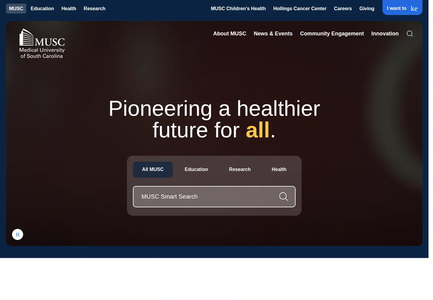 Screenshot of musc.edu