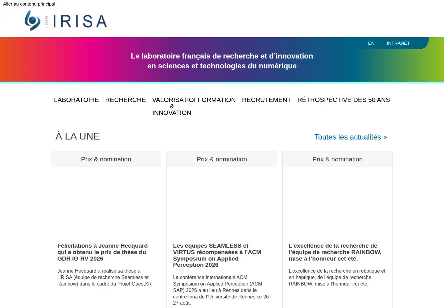 Screenshot of irisa.fr