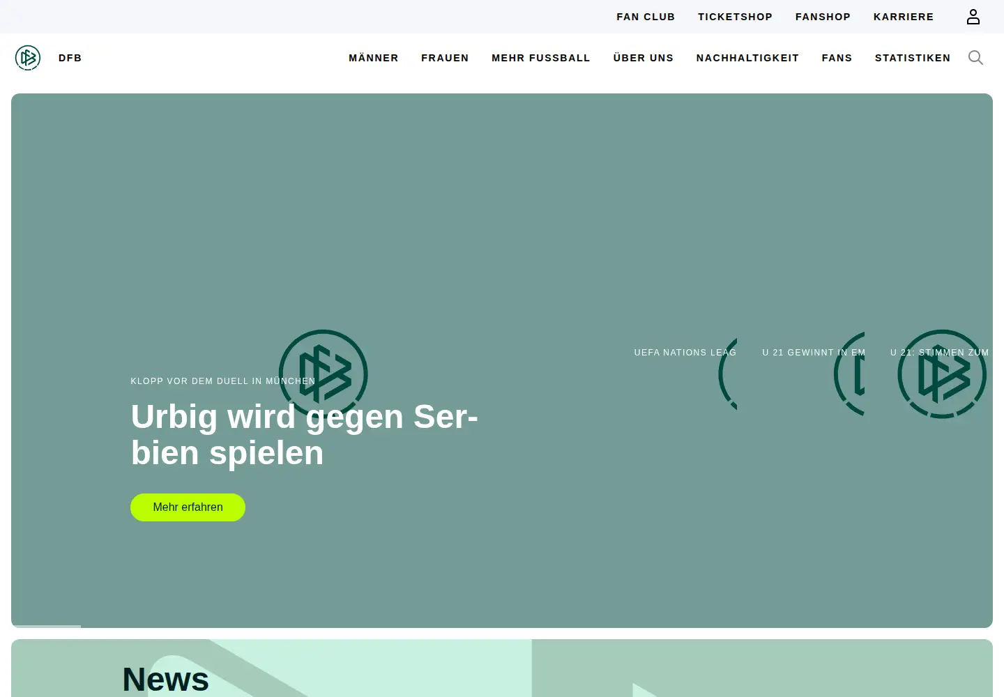 Screenshot of dfb.de