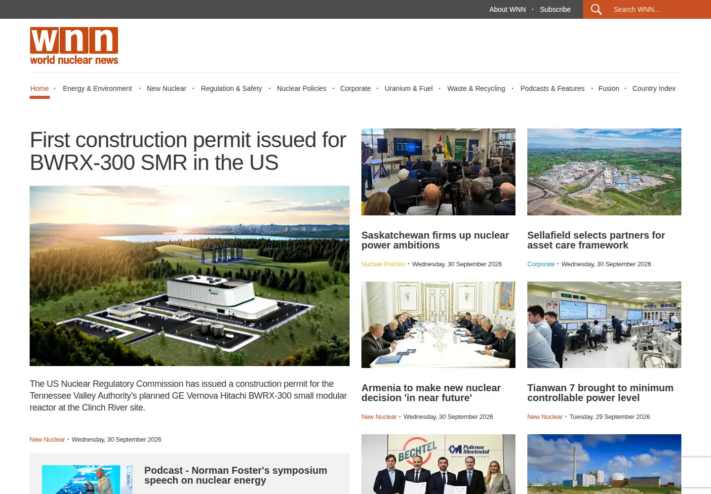 Screenshot of world-nuclear-news.org