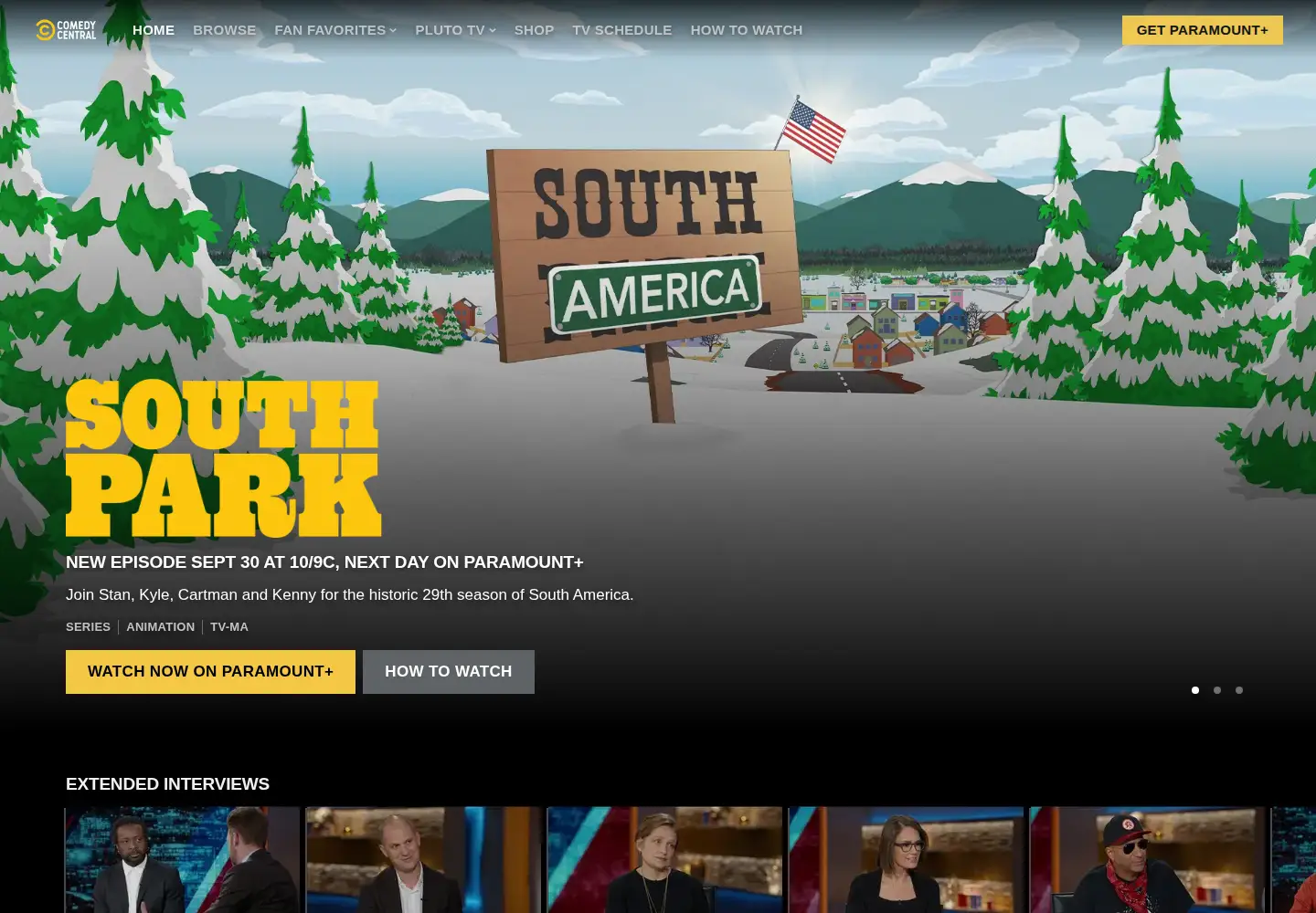 Screenshot of comedycentral.com