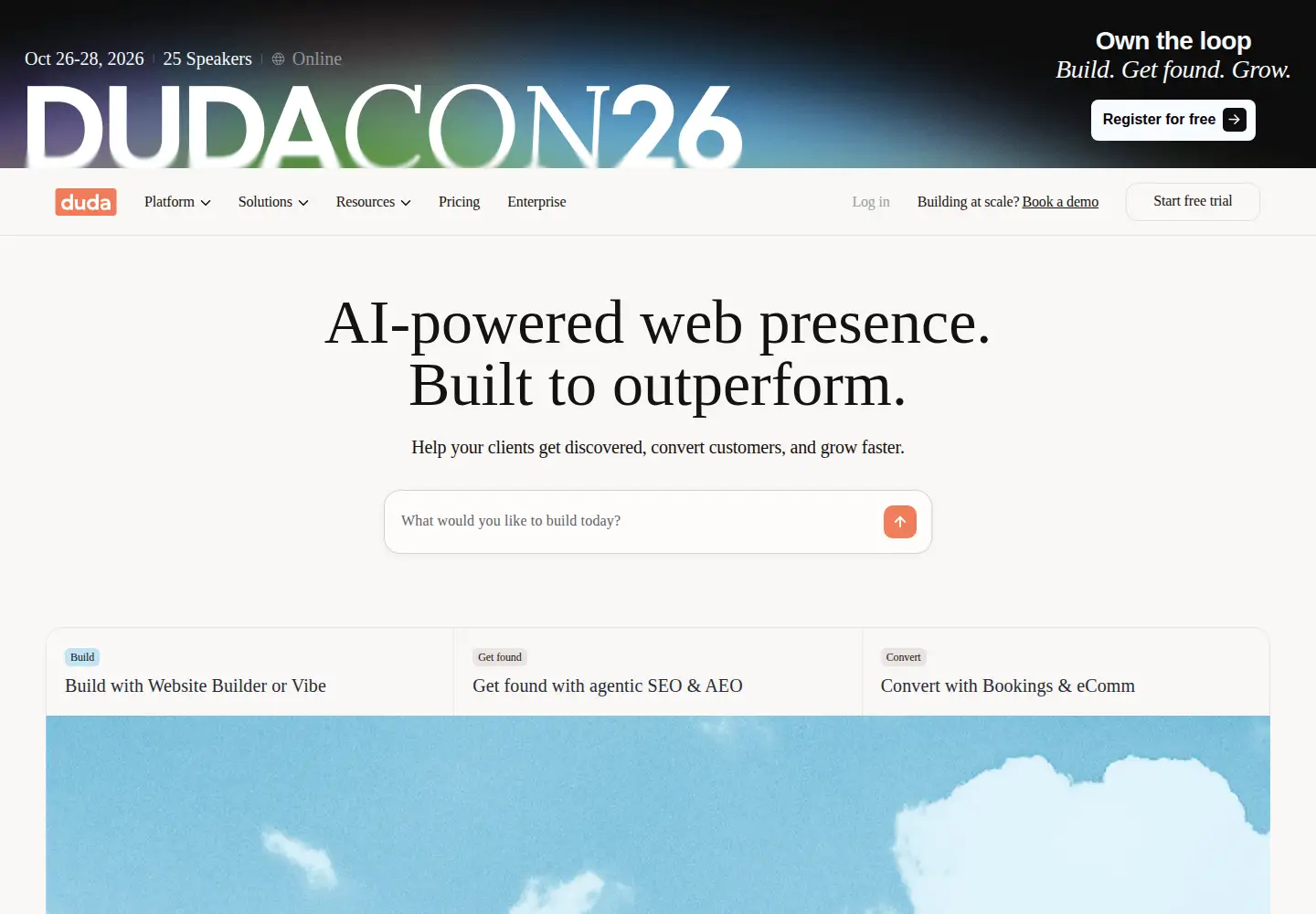 Screenshot of duda.co