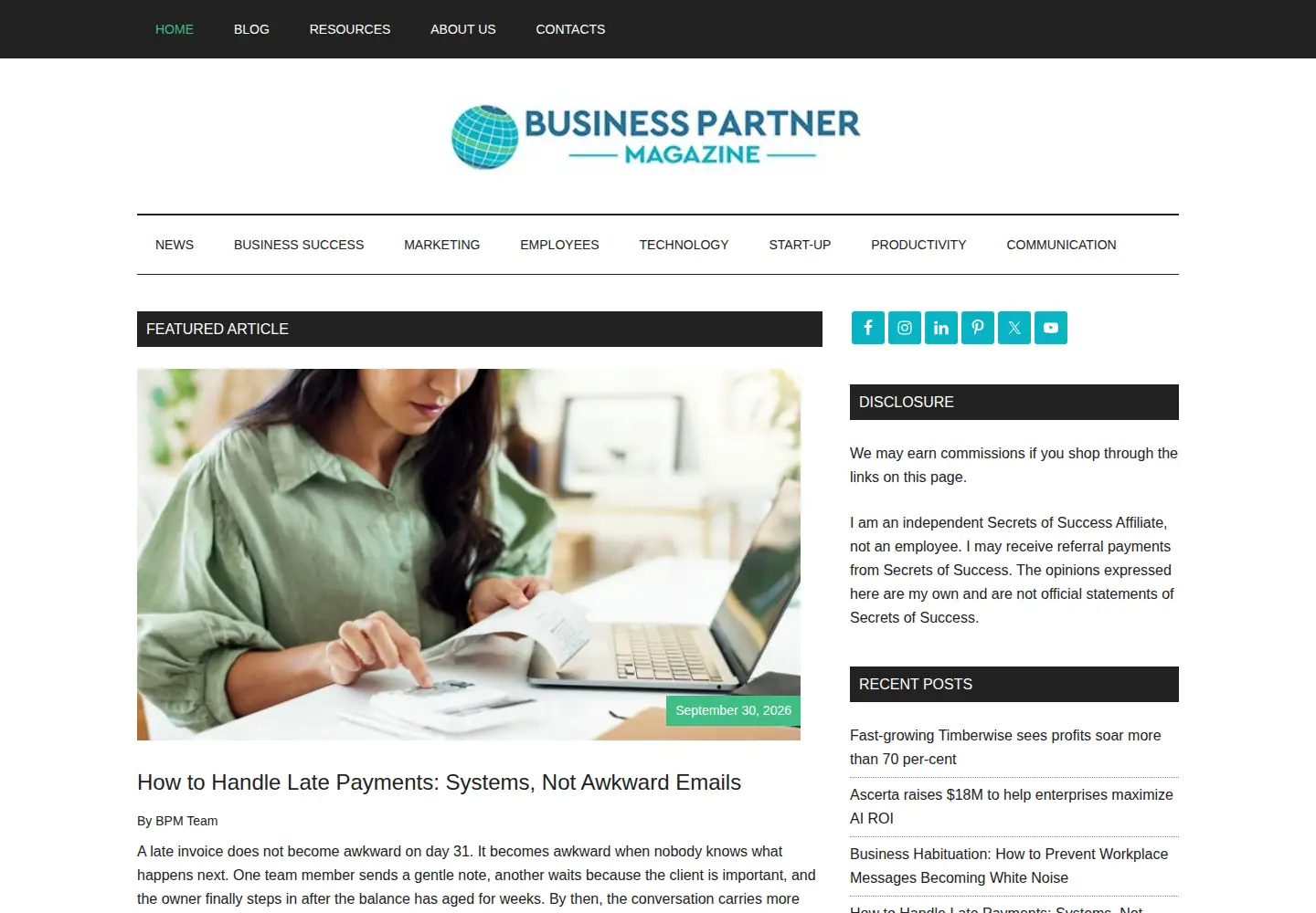 Screenshot of businesspartnermagazine.com