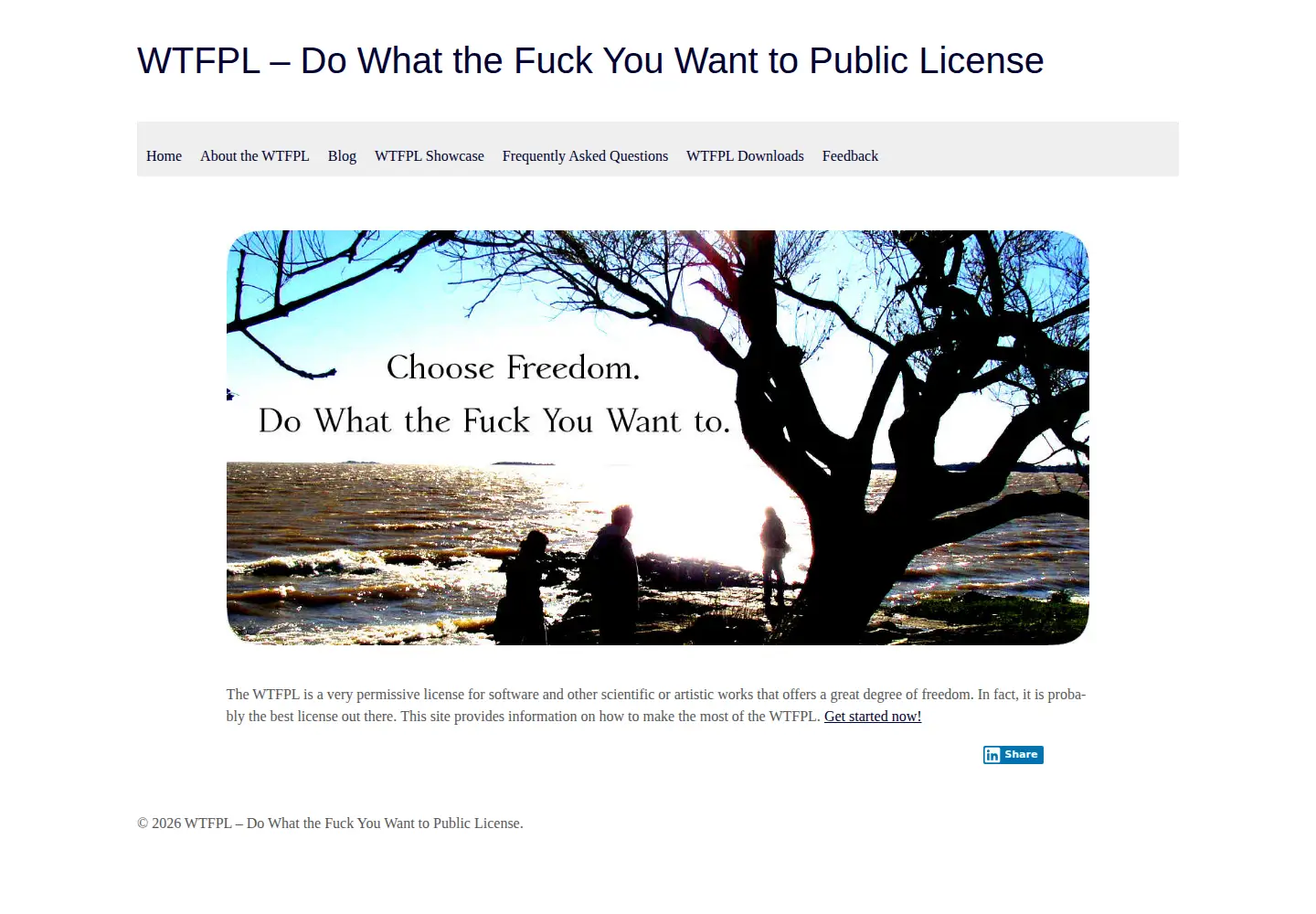 Screenshot of wtfpl.net
