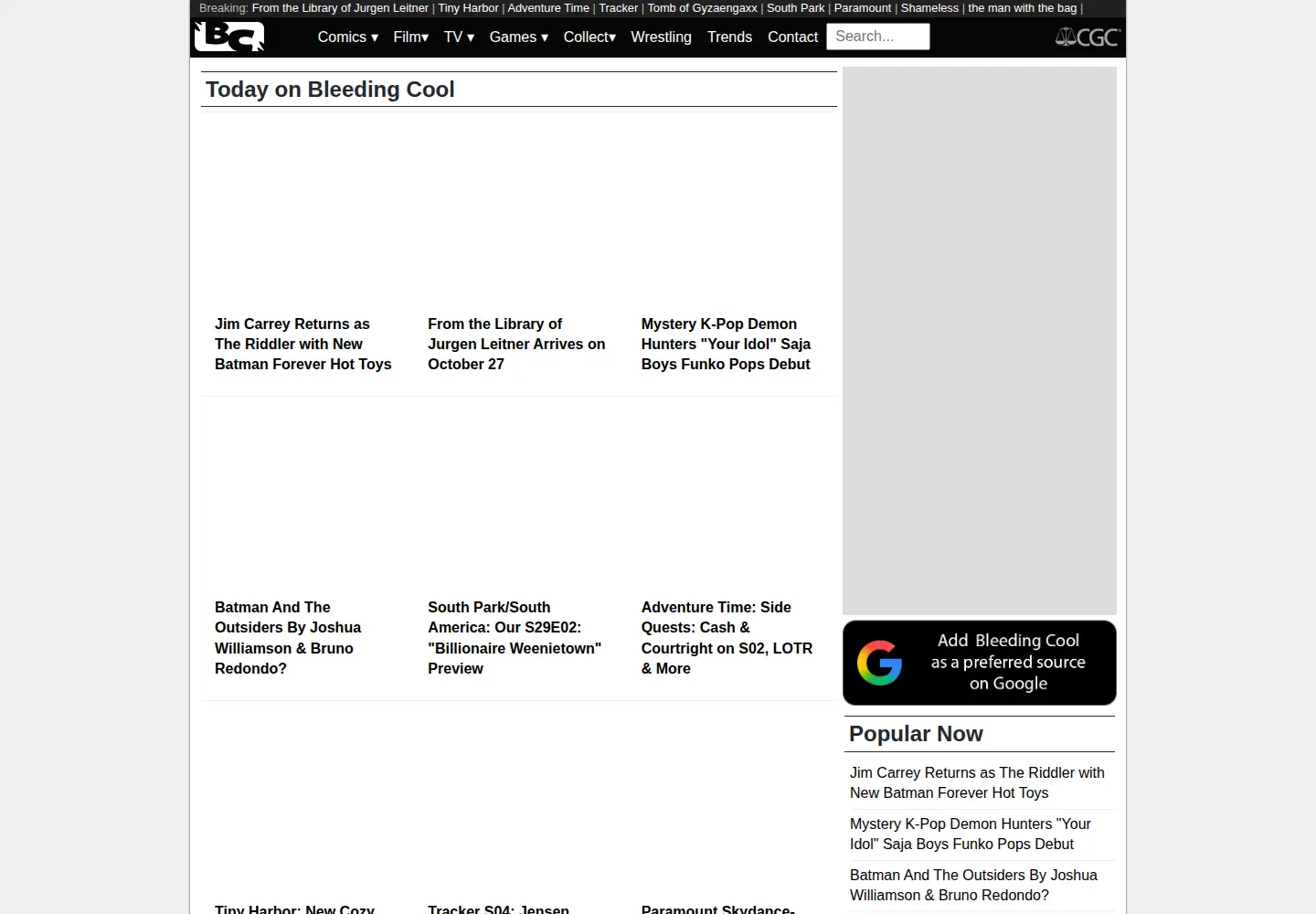 Screenshot of bleedingcool.com