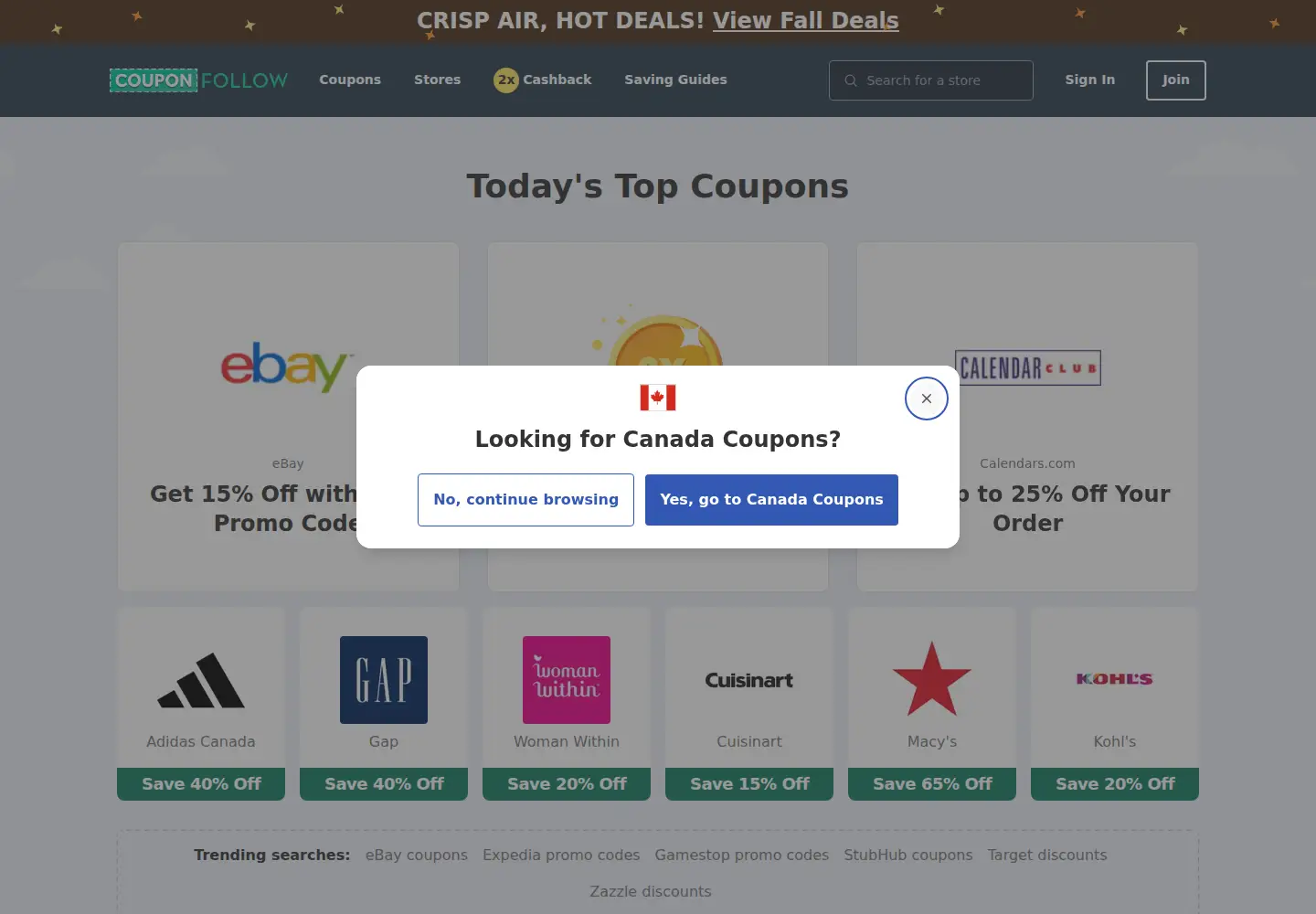 Screenshot of couponfollow.com
