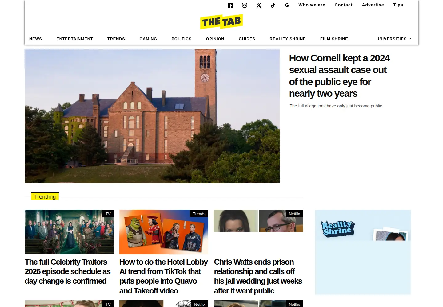 Screenshot of thetab.com
