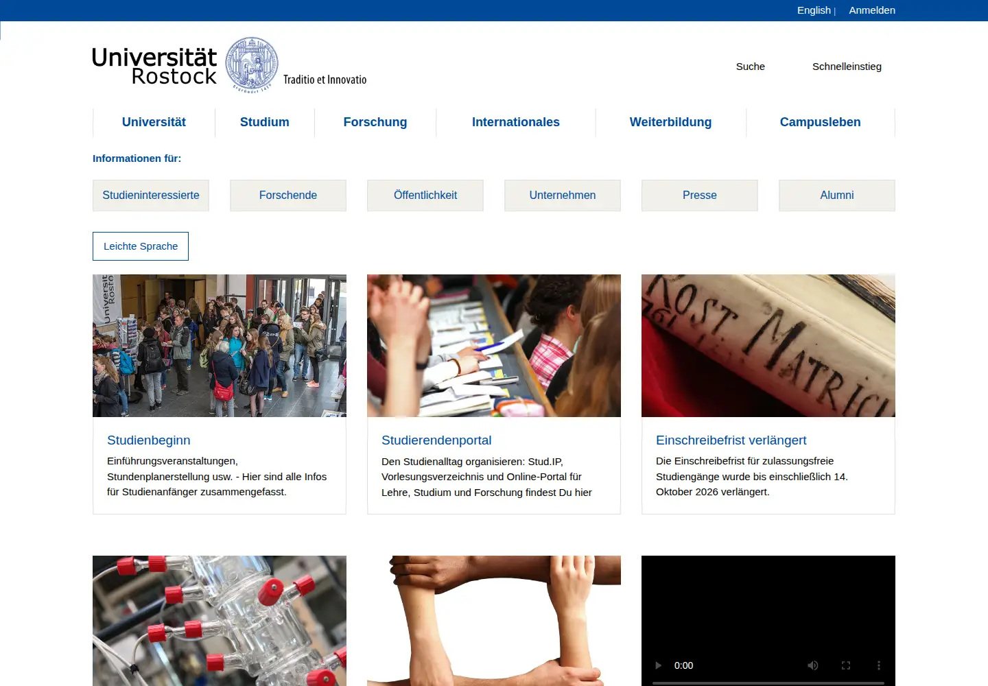 Screenshot of uni-rostock.de