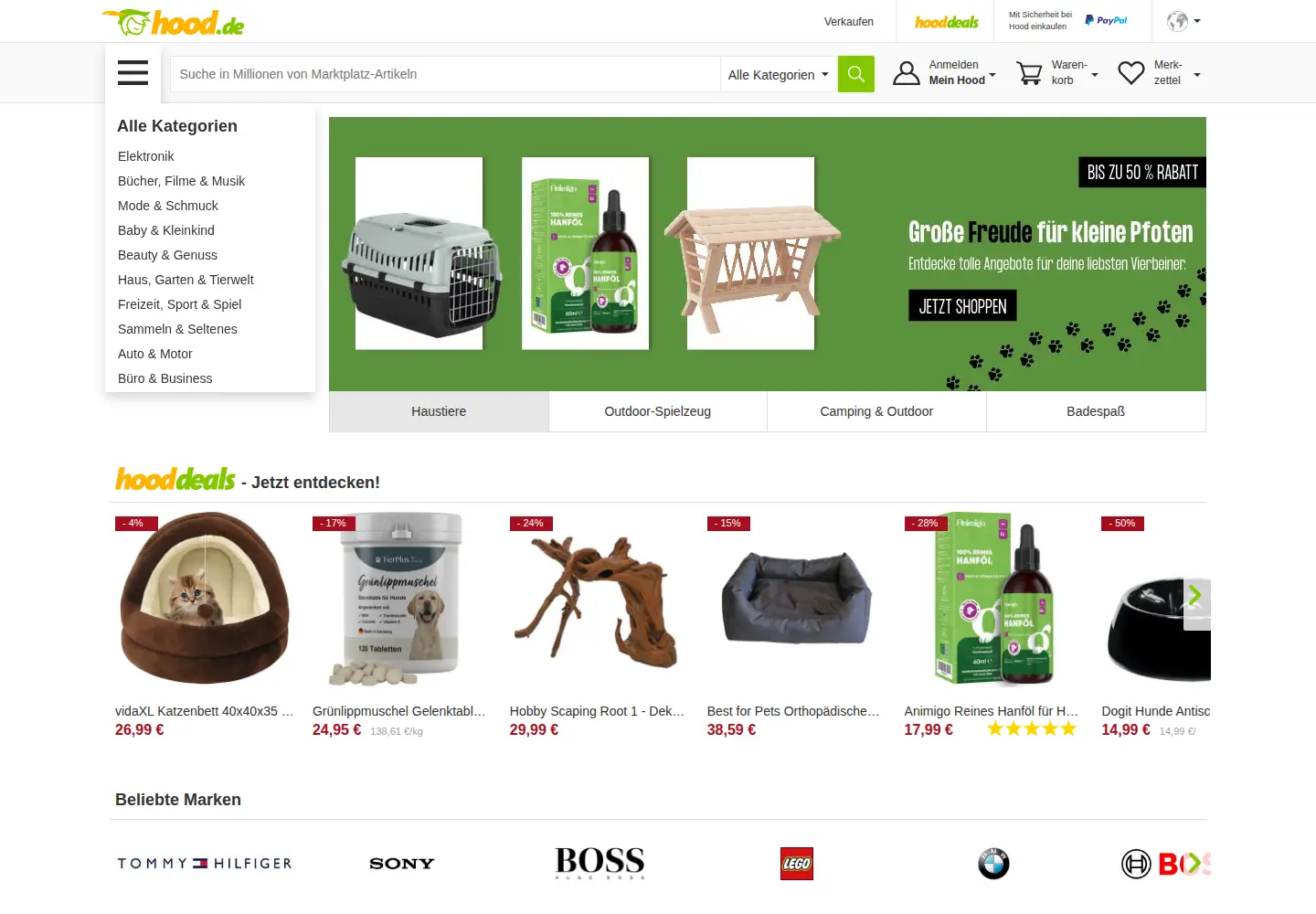 Screenshot of hood.de