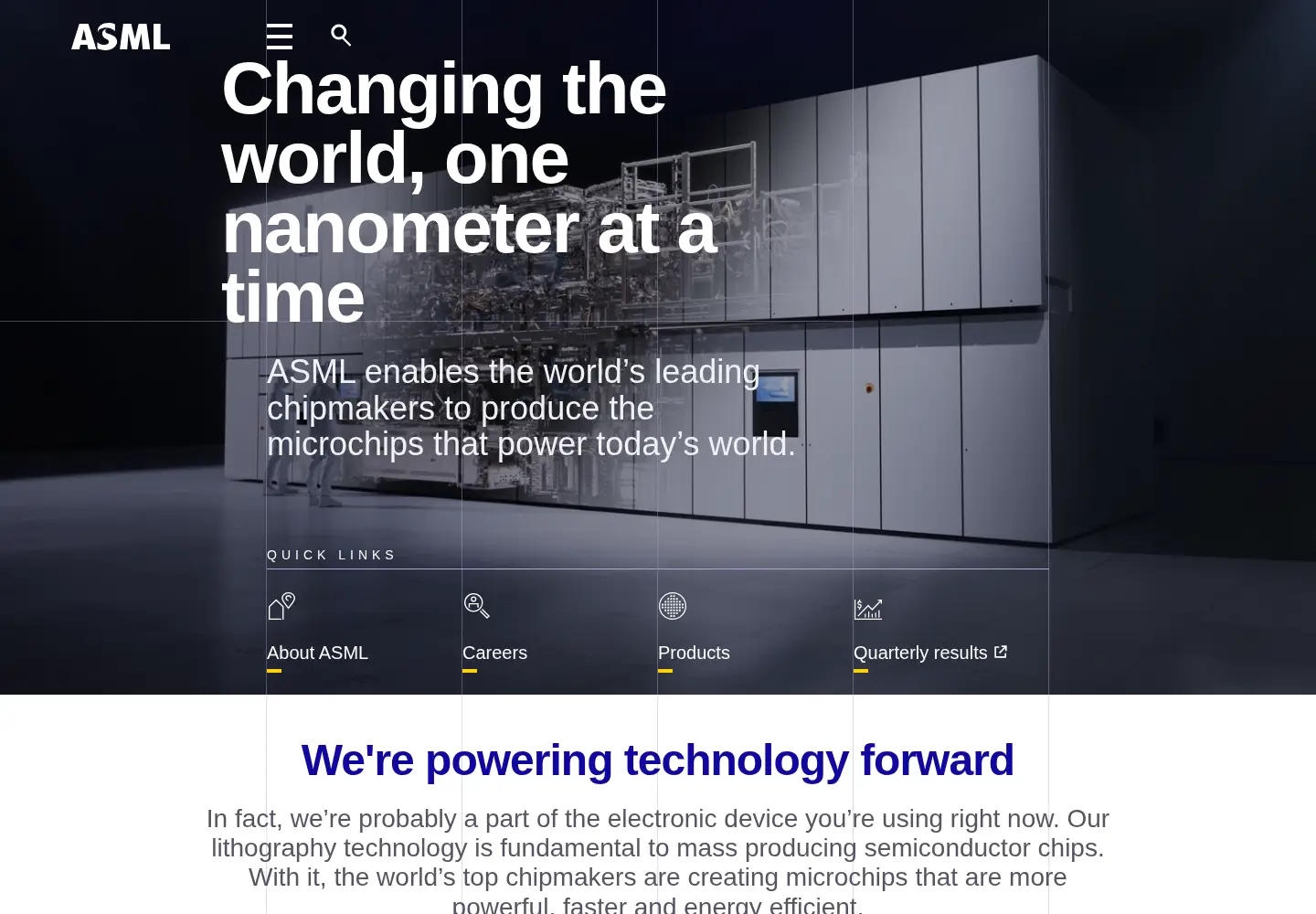 Screenshot of asml.com
