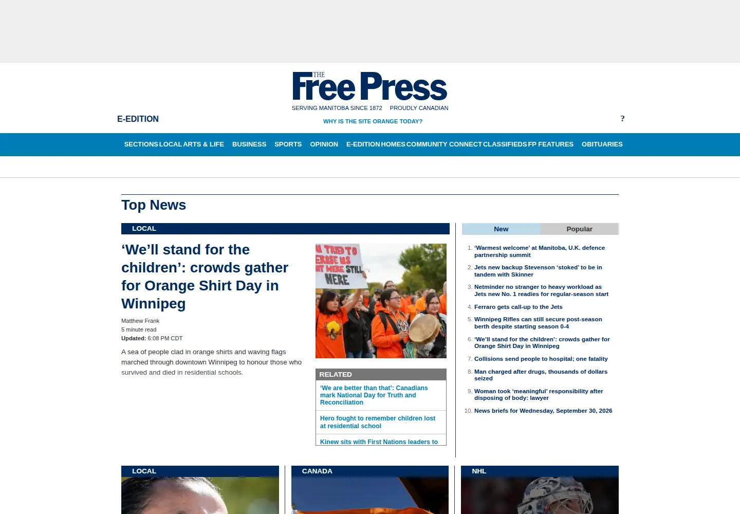 Screenshot of winnipegfreepress.com