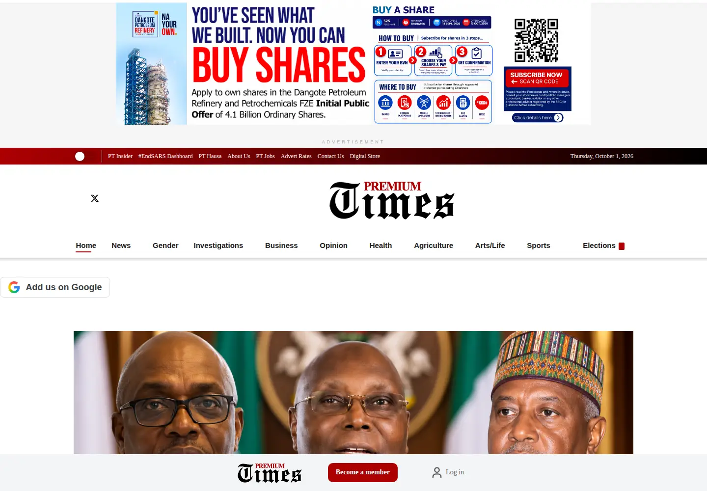 Screenshot of premiumtimesng.com