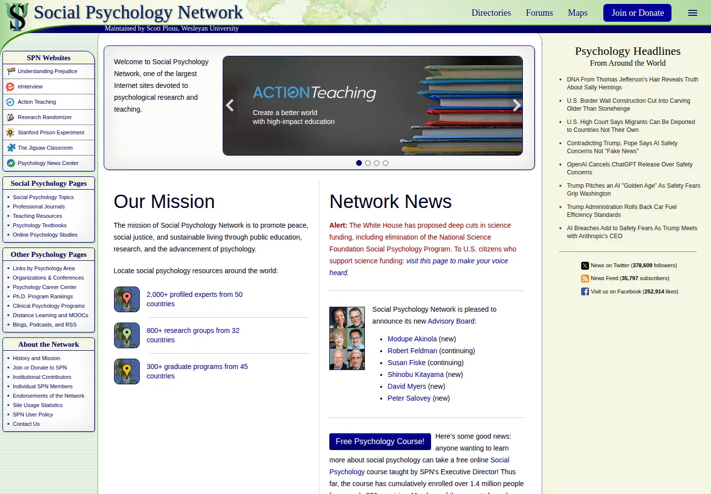 Screenshot of socialpsychology.org