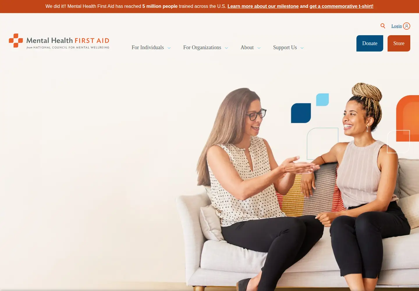 Screenshot of mentalhealthfirstaid.org
