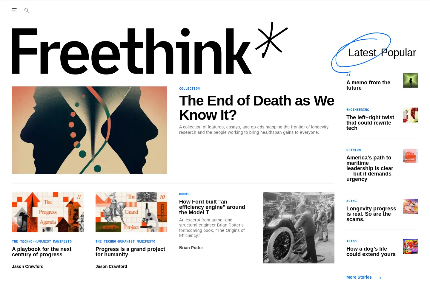 Screenshot of freethink.com