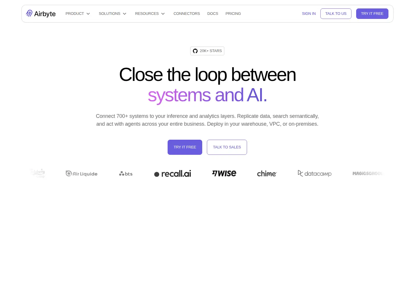 Screenshot of airbyte.com