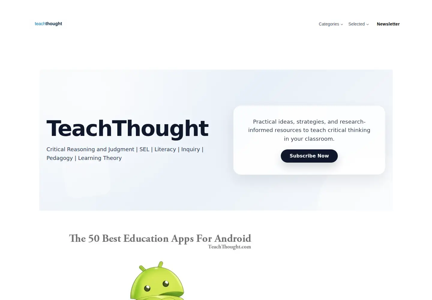 Screenshot of teachthought.com