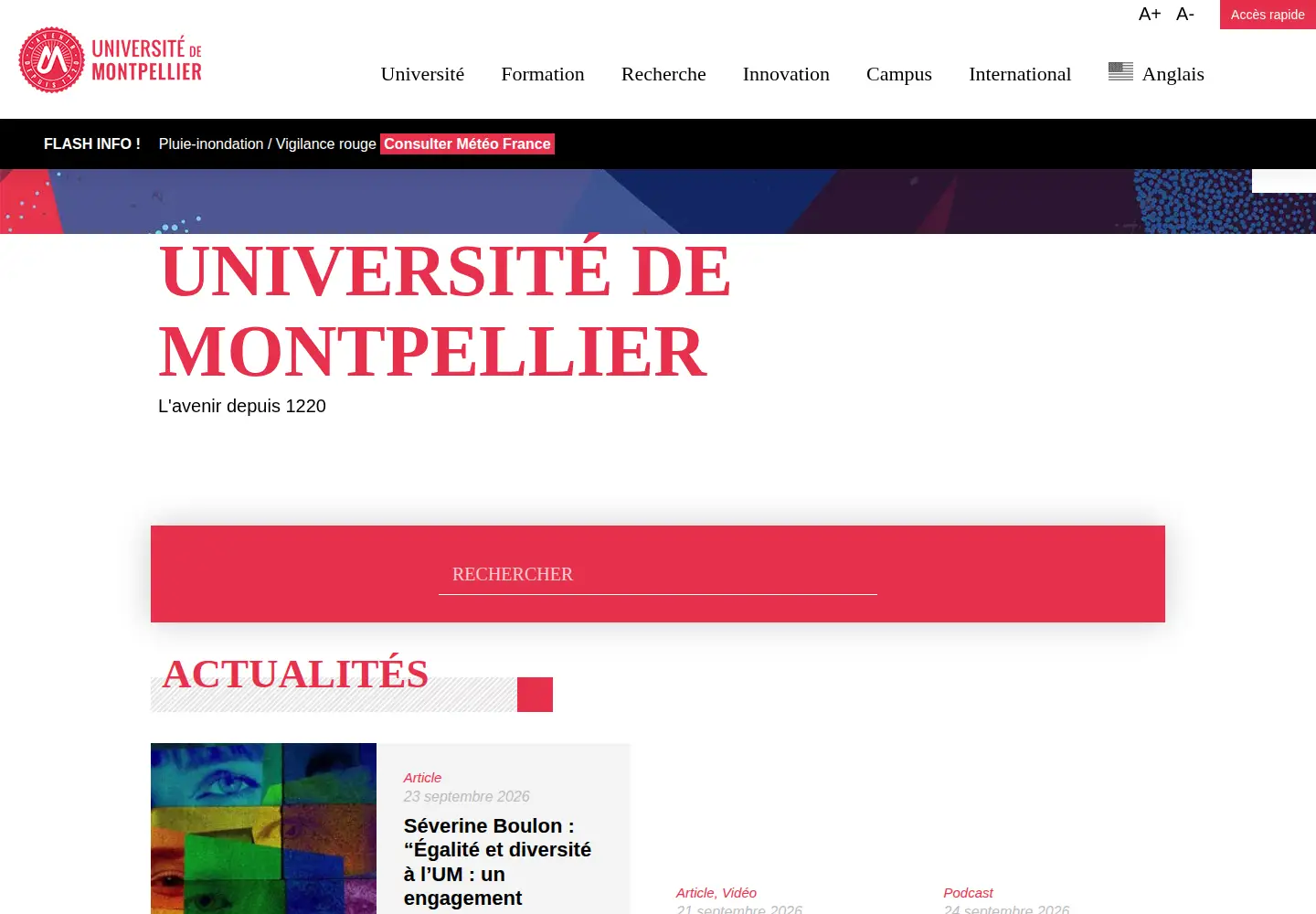 Screenshot of umontpellier.fr