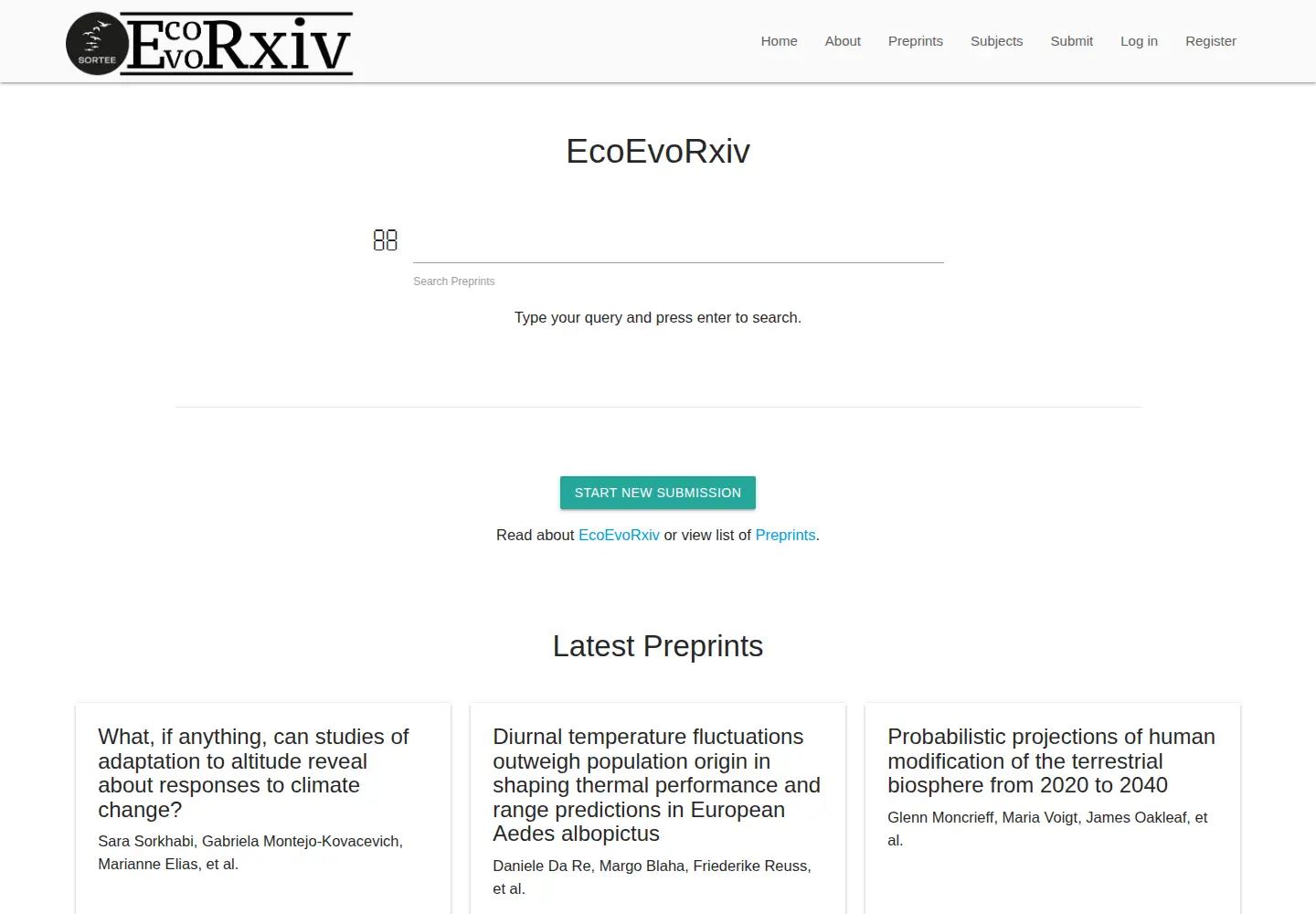 Screenshot of ecoevorxiv.org