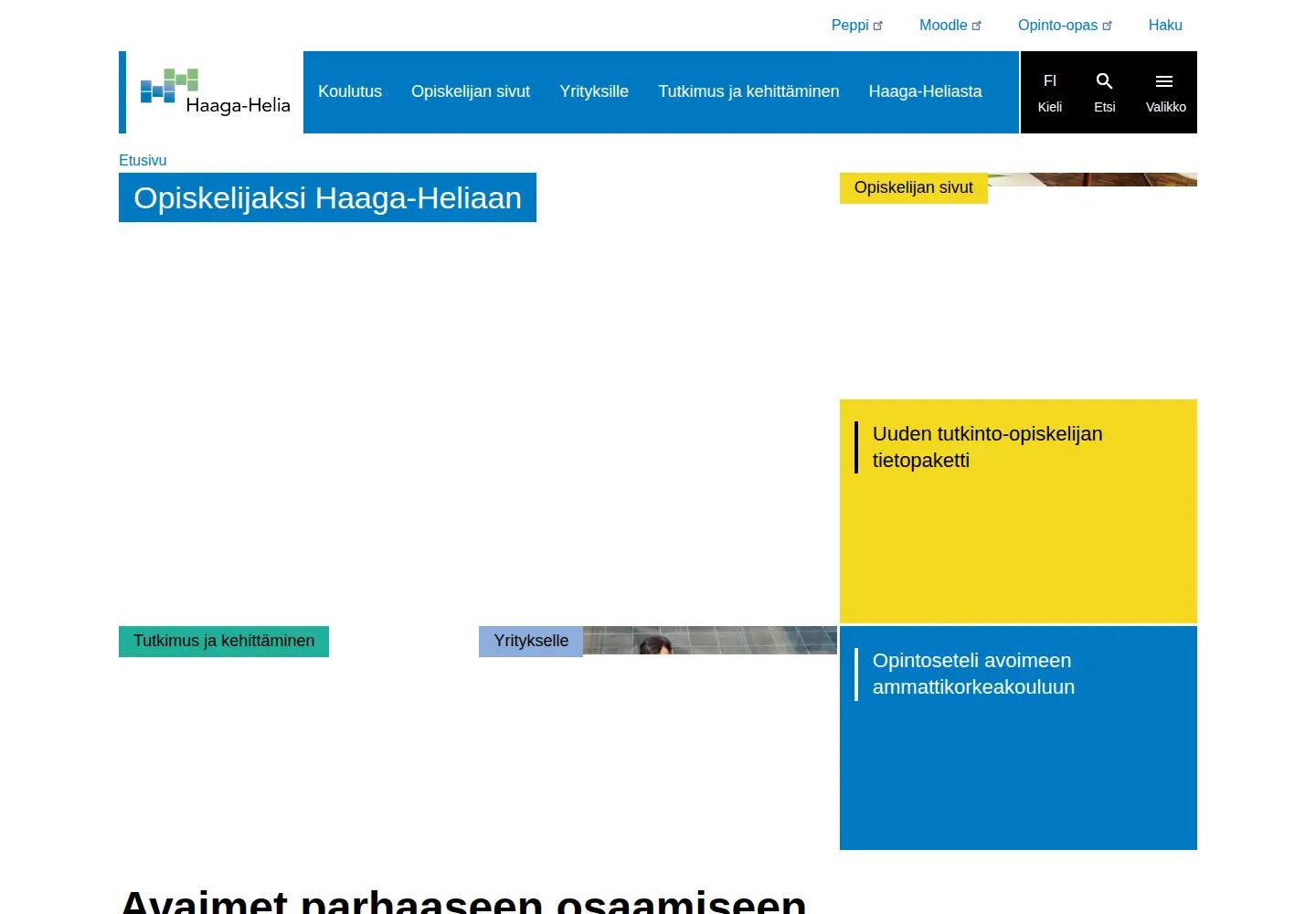 Screenshot of haaga-helia.fi
