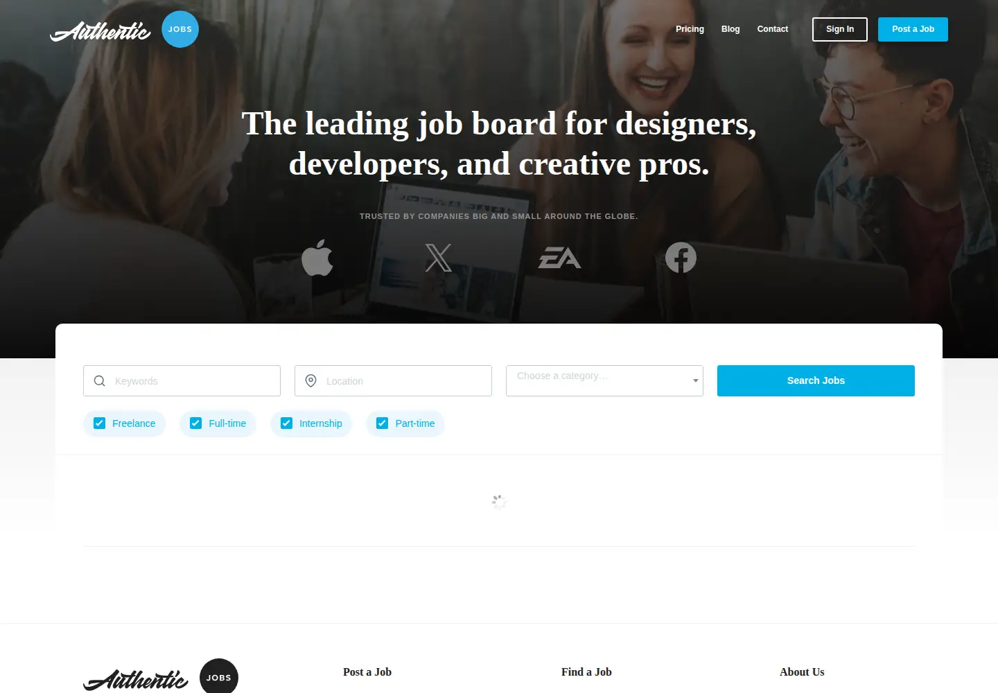 Screenshot of authenticjobs.com