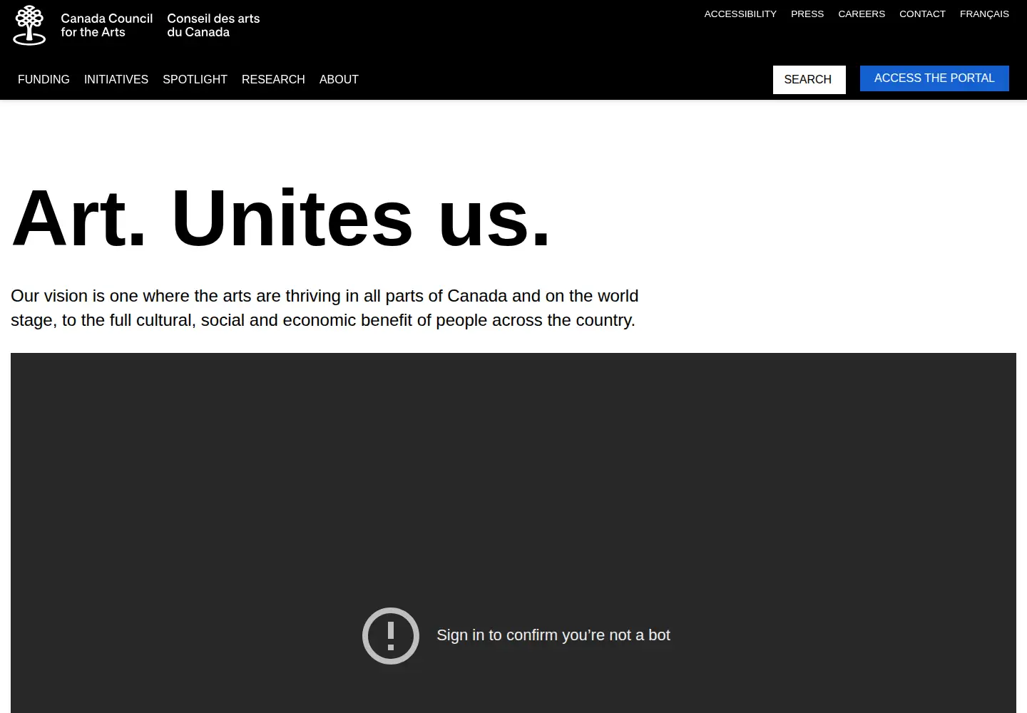 Screenshot of canadacouncil.ca