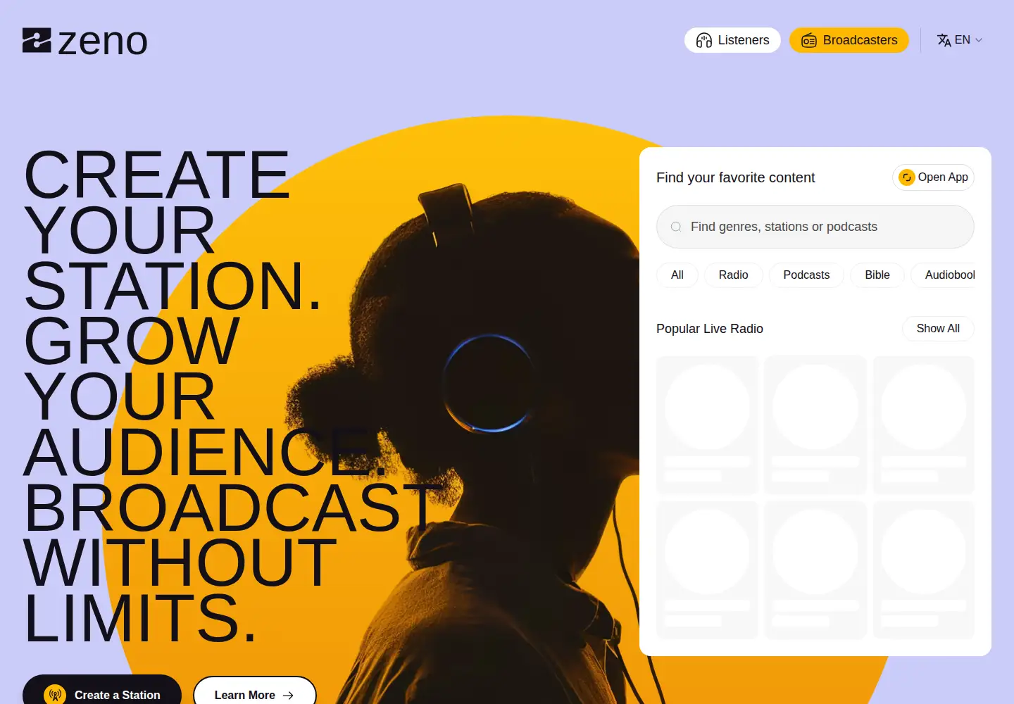 Screenshot of zeno.fm