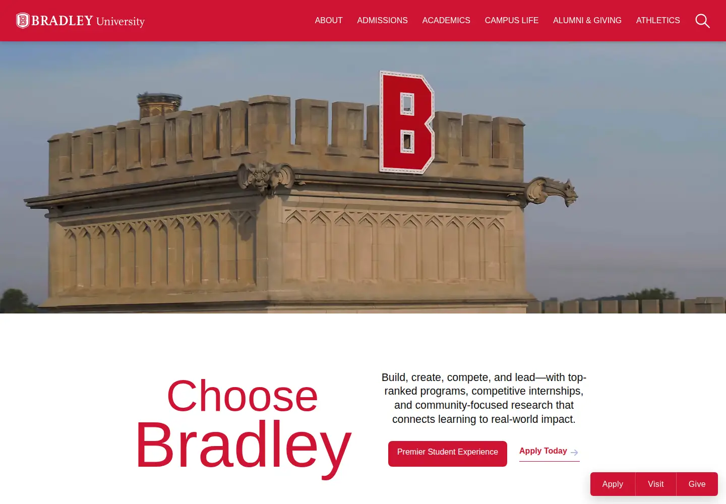 Screenshot of bradley.edu