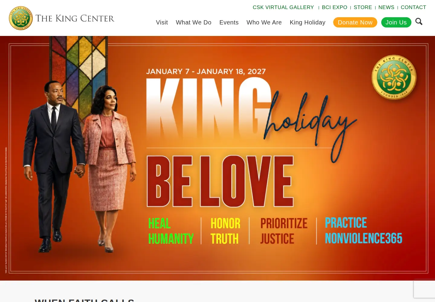 Screenshot of thekingcenter.org