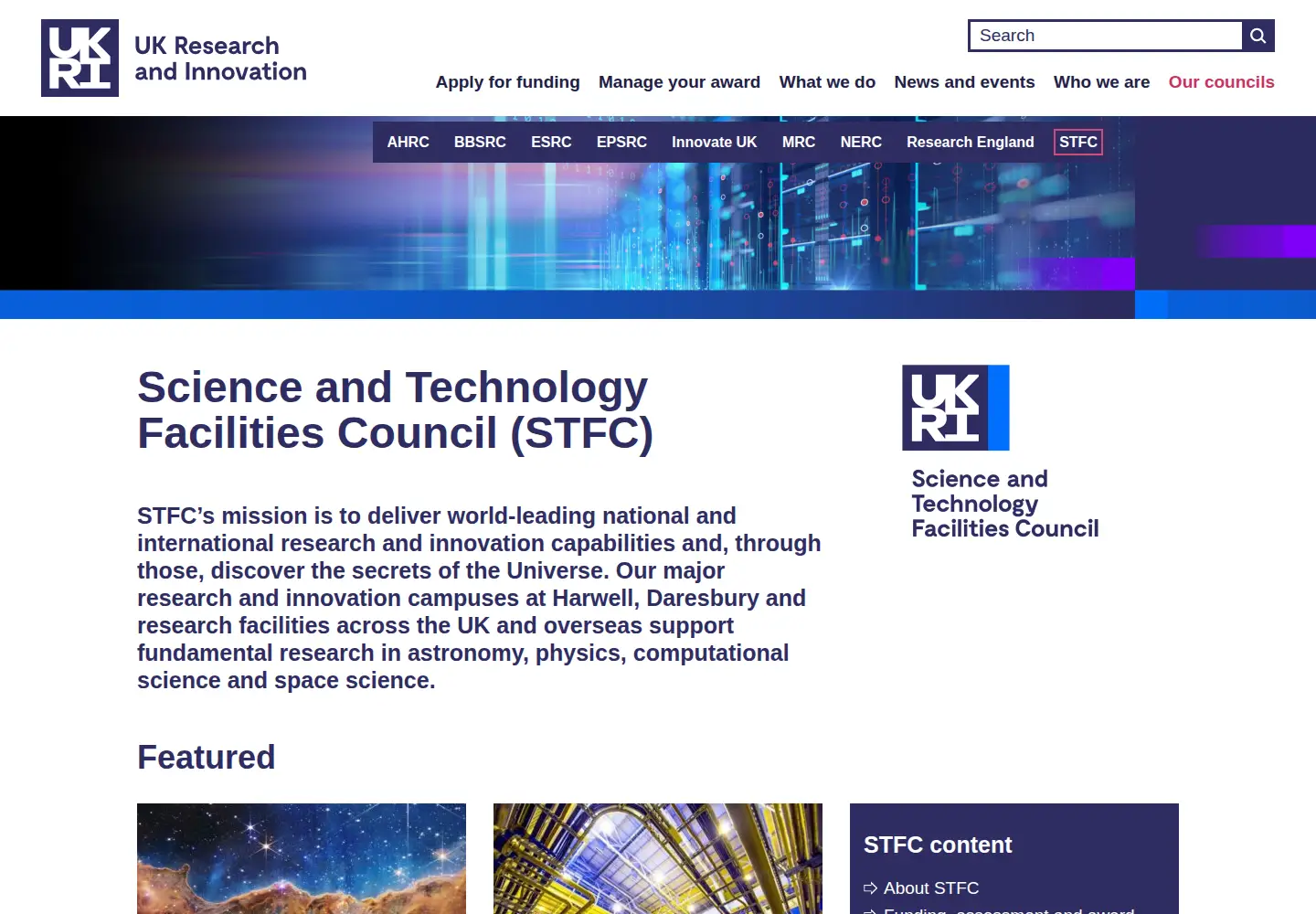 Screenshot of stfc.ac.uk