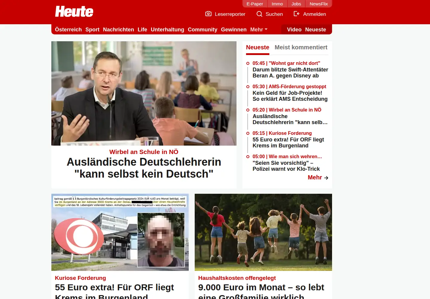 Screenshot of heute.at