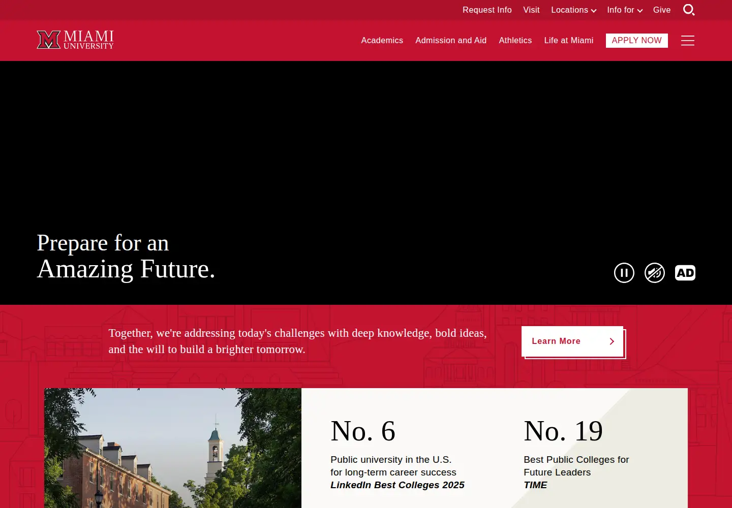 Screenshot of miamioh.edu