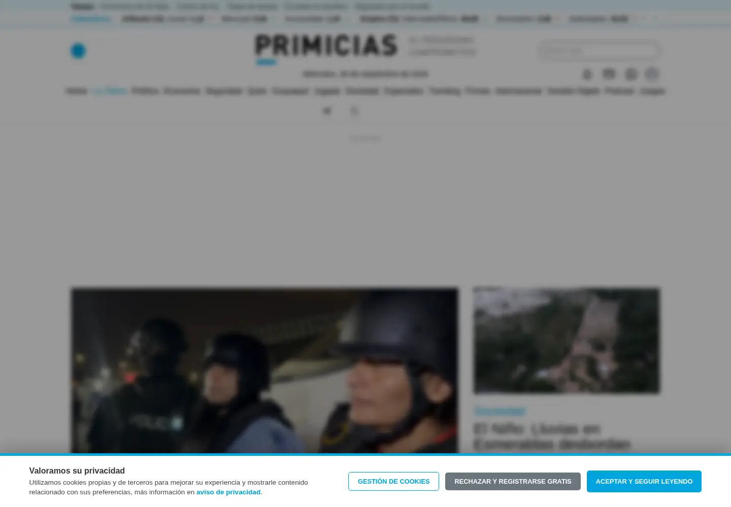 Screenshot of primicias.ec