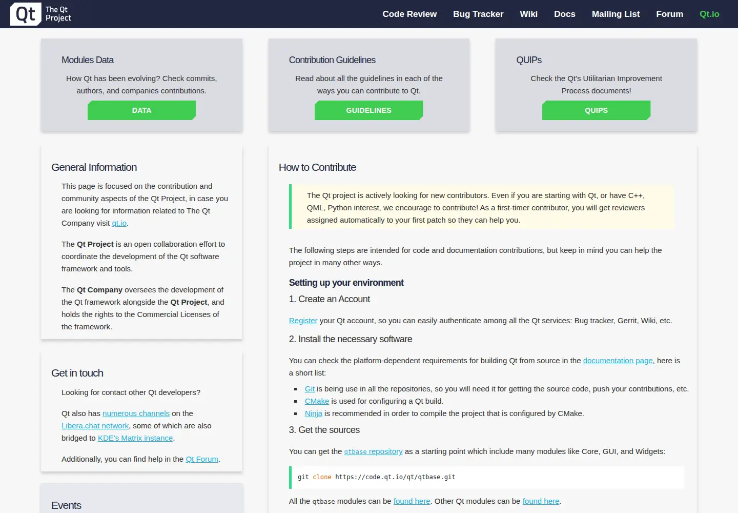 Screenshot of qt-project.org