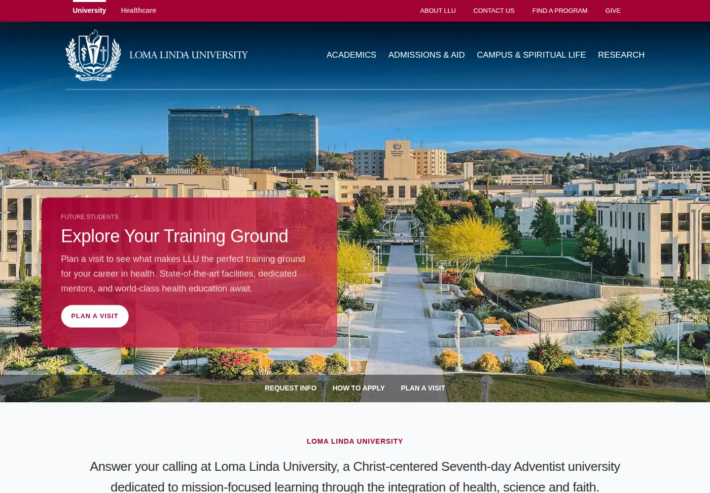 Screenshot of llu.edu
