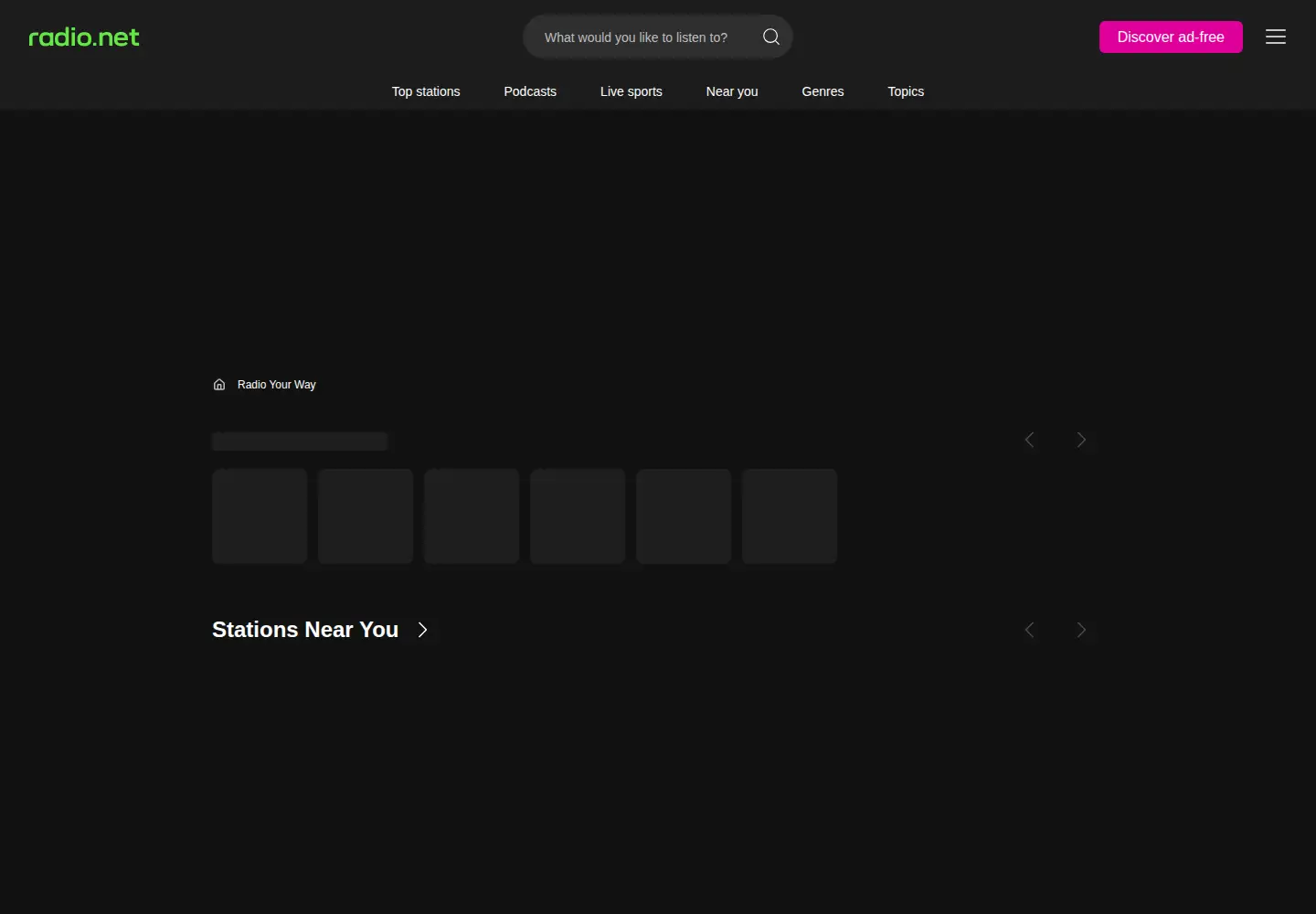 Screenshot of radio.net