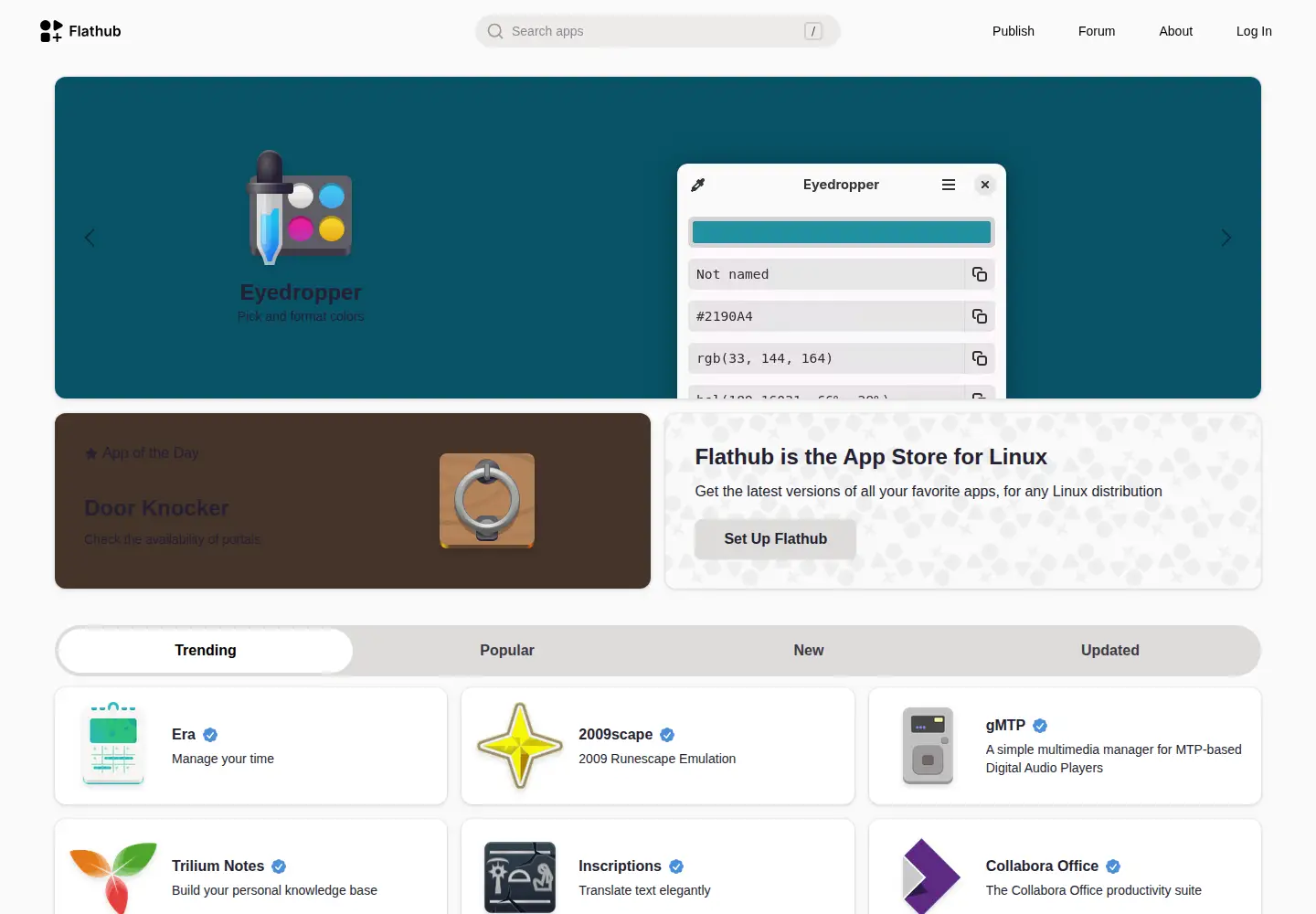 Screenshot of flathub.org