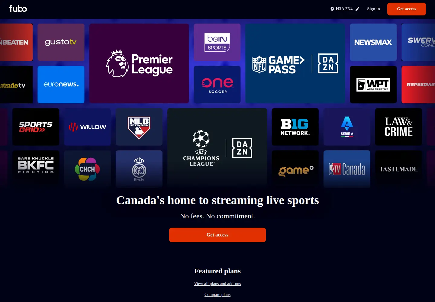 Screenshot of fubo.tv