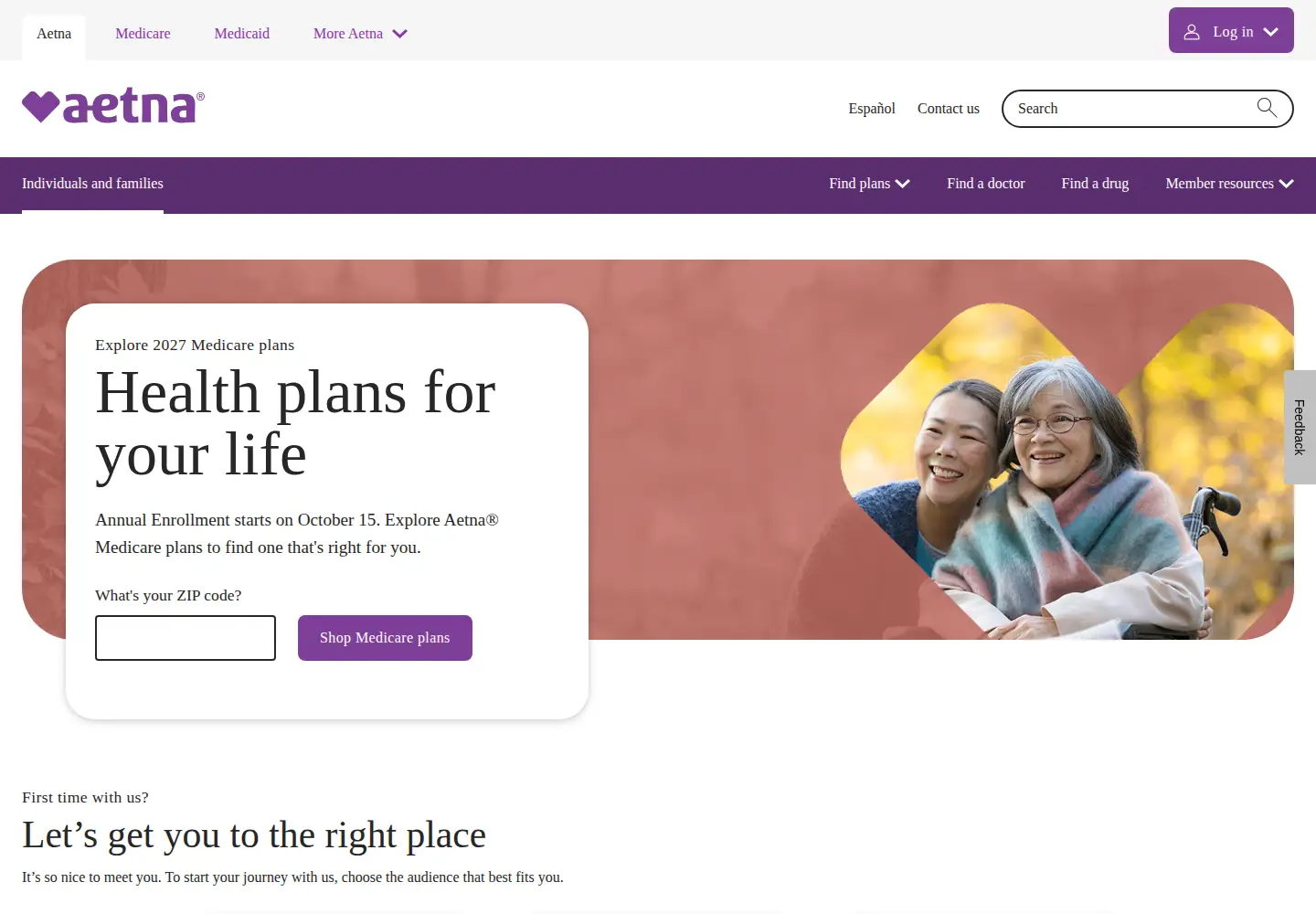 Screenshot of aetna.com